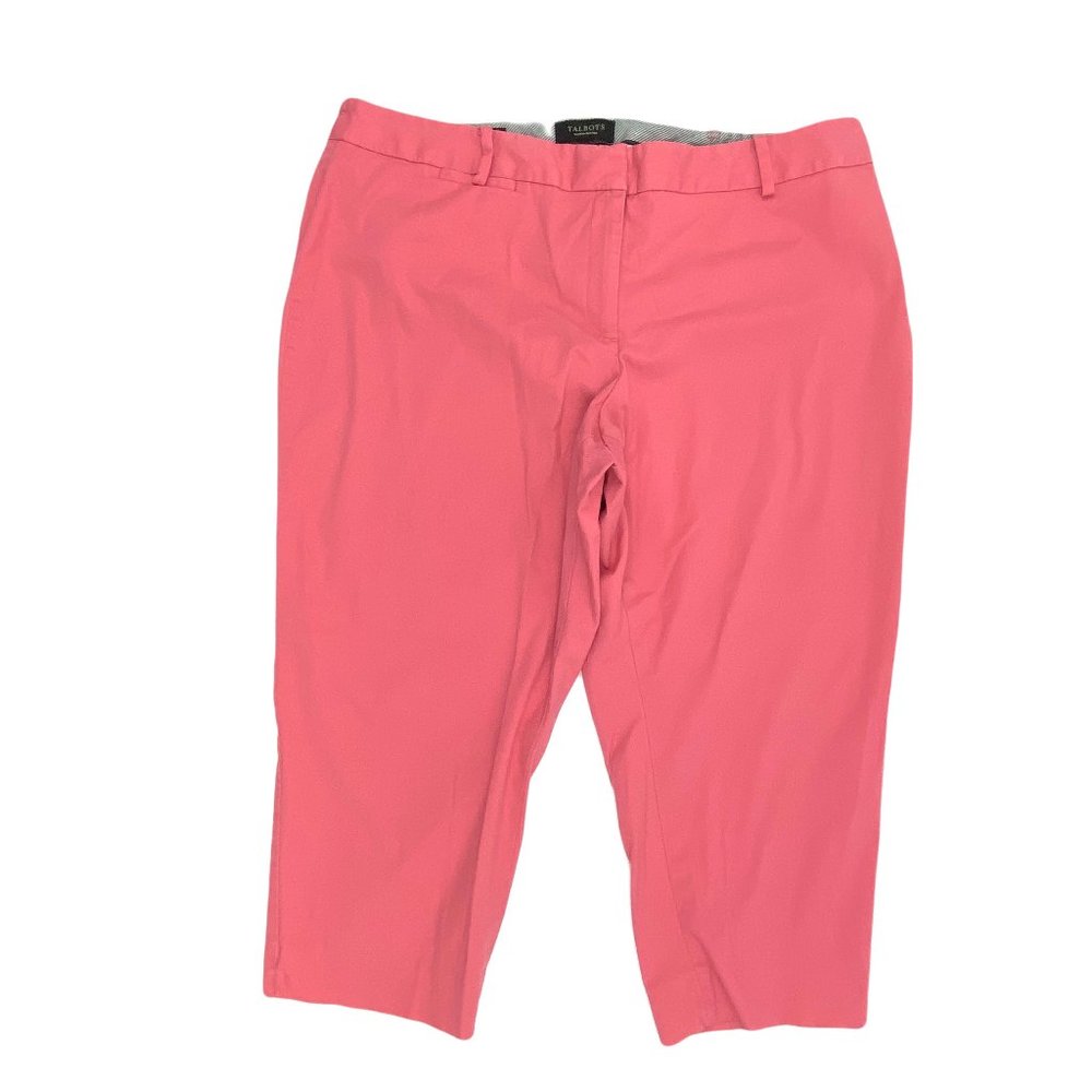 Talbots W Heritage Side Elastic Capri Women's size 18 Pink Chino Pants   Great C